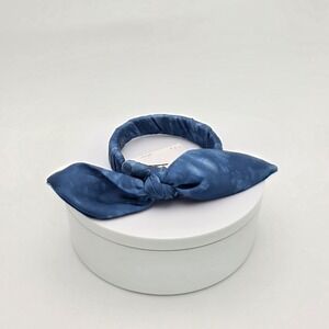 New! CHICO'S Satin Bracelet Bow Tie Blue & Light Blue Cuff Hinged 7" New W Tags!